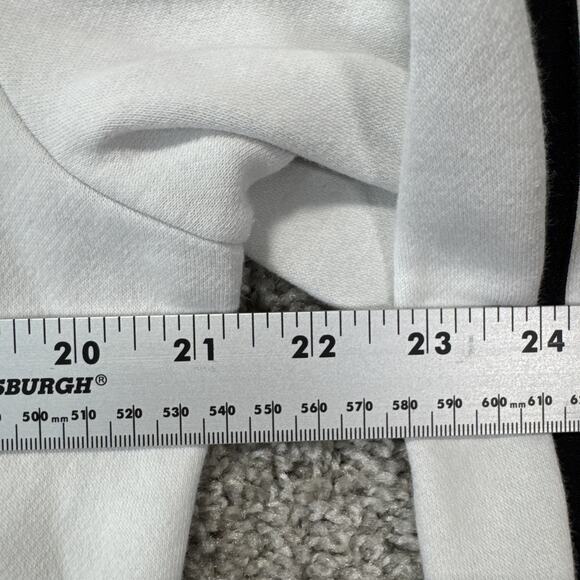 Adidas Fleece Sweatshirt Mens L Long Sleeve Crew Neck Side Tape Logo White Black - Picture 5 of 8